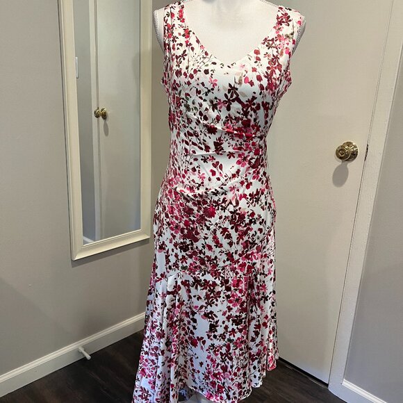 Taylor Floral Asymmetrical Sleeveless midi dress, Size 6 - Picture 1 of 16